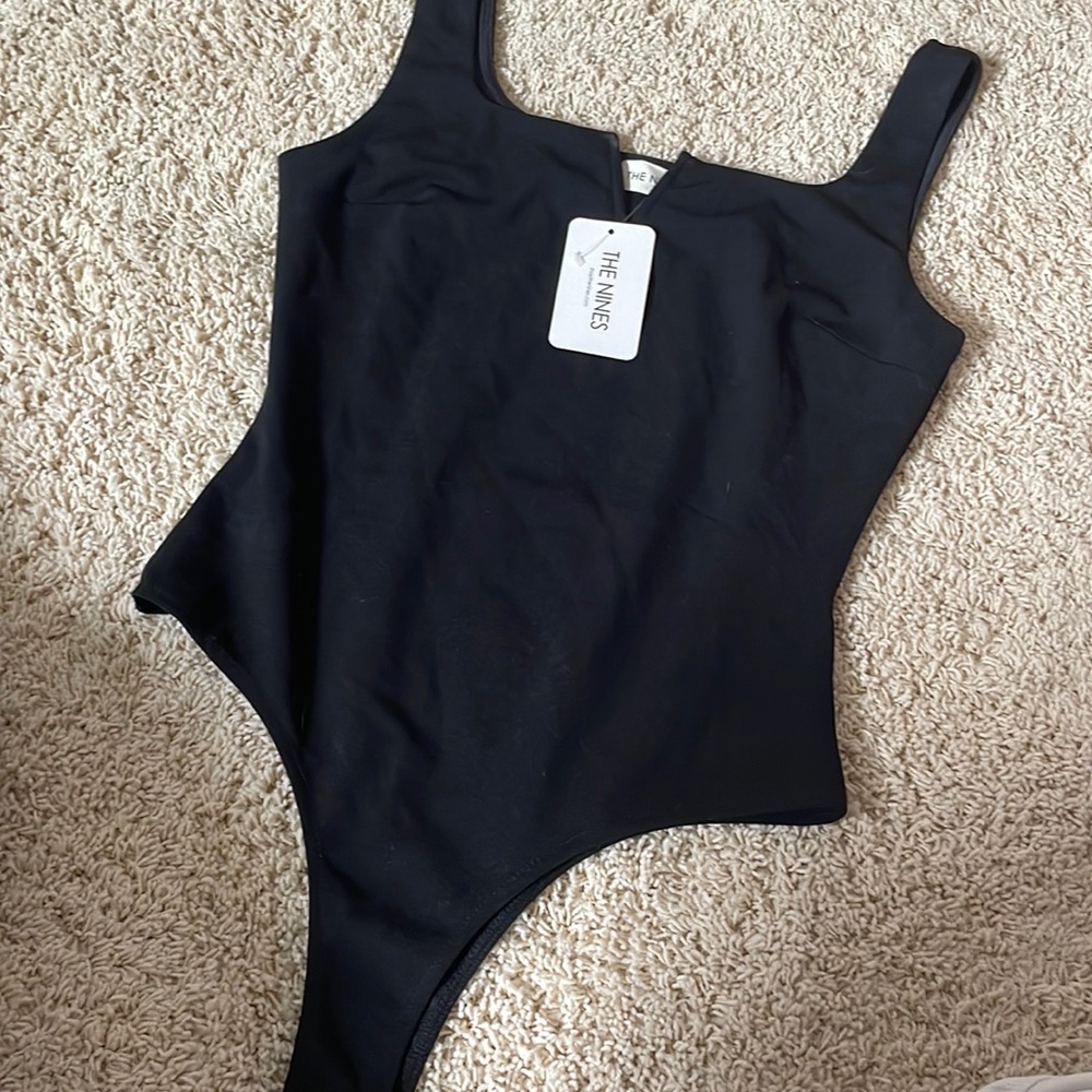 BRAND NEW WITH TAGS, The Nines Black Bodysuit Tank, Size Medium